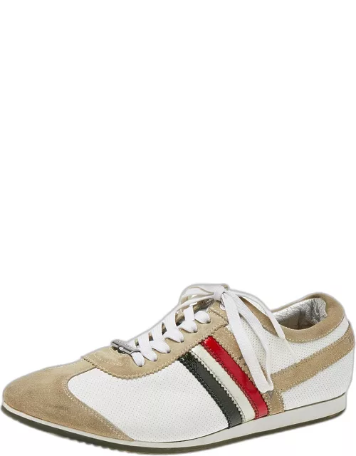 Dolce & Gabbana Beige/White Leather And Suede Low Top Sneaker