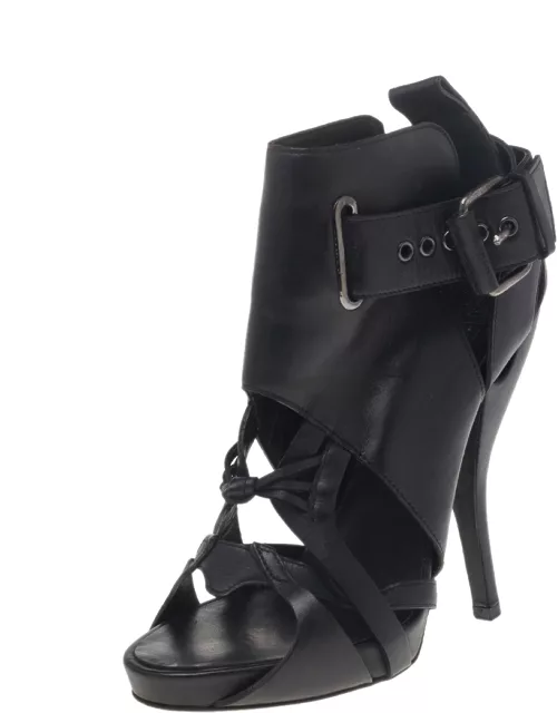 Givenchy Black Leather Ankle Length Strappy Bootie
