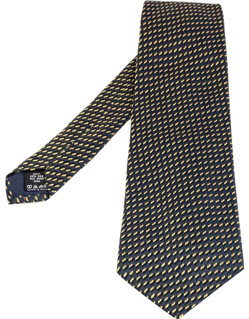 Valentino Dark Blue Jacquard Silk Traditional Tie