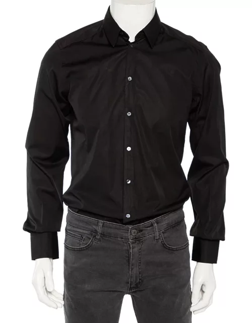 Dolce & Gabbana Black Cotton Front Button Shirt