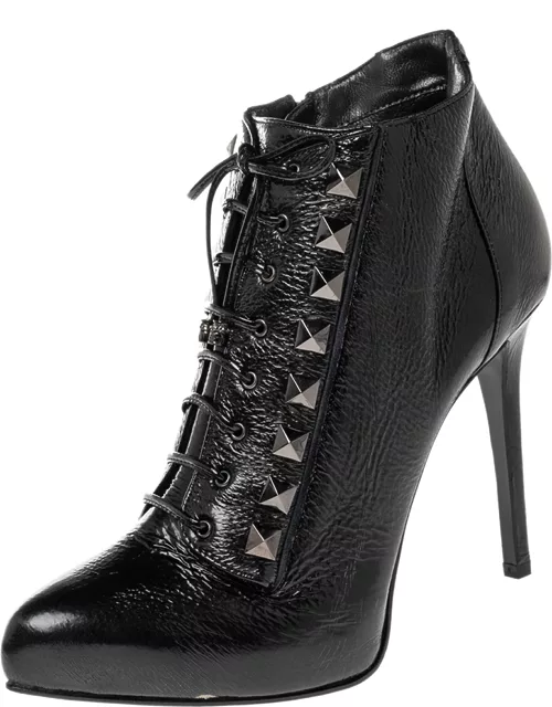 Le Silla Black Patent Leather Studded Ankle Bootie