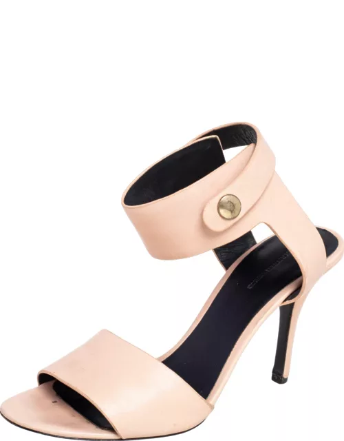 Alexander Wang Beige Leather Button Detail Ankle Cuff Sandal