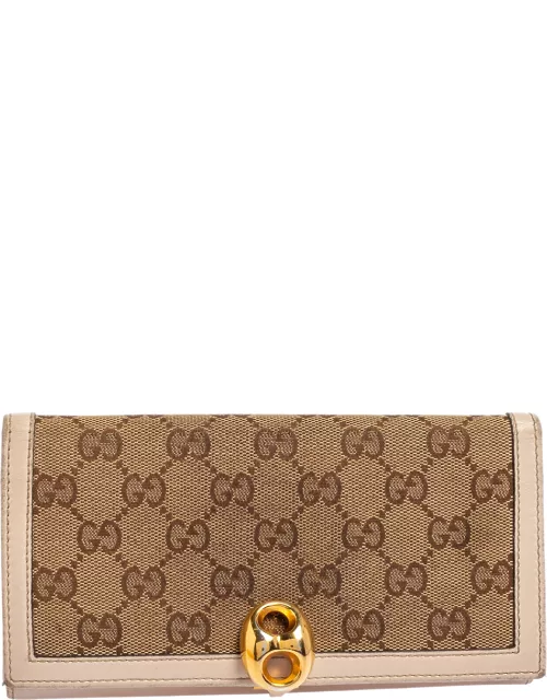 Gucci Beige/Ivory GG Canvas and Leather Continental Wallet