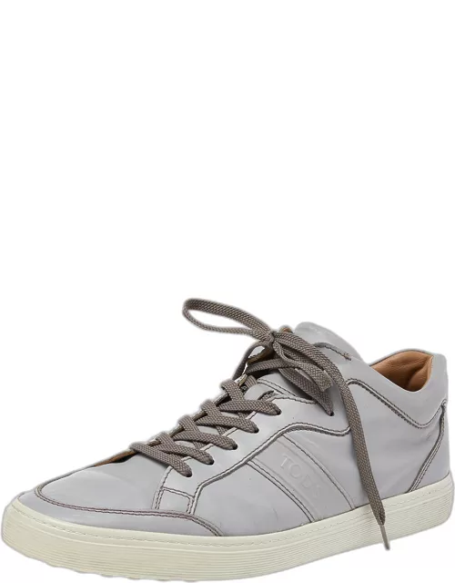 Tods Grey Leather Low Top Sneaker