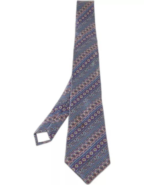 Lanvin Pale Purple Paisley Pattern Print Silk Tie