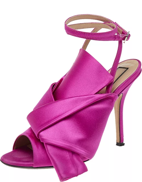 N21 Pink Satin Raso Knot Ankle Wrap Sandal
