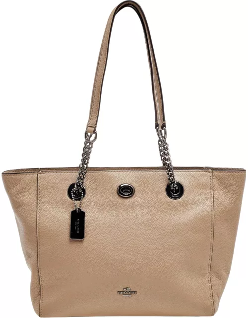 Coach Grey Leather TurnLock Tote