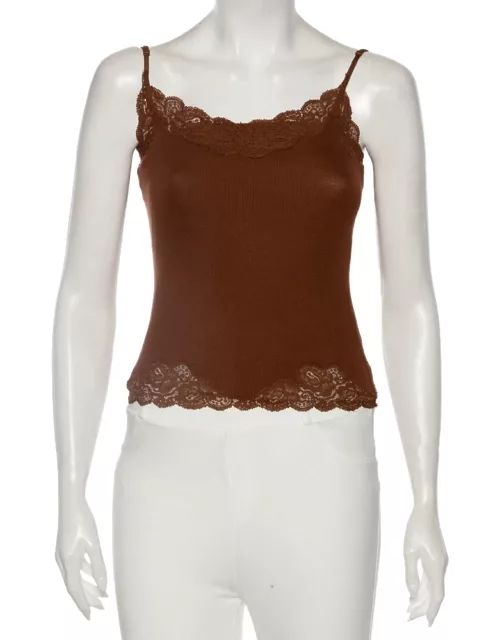 Ralph Lauren Brown Knit Lace Detailed Sleeveless Camisole