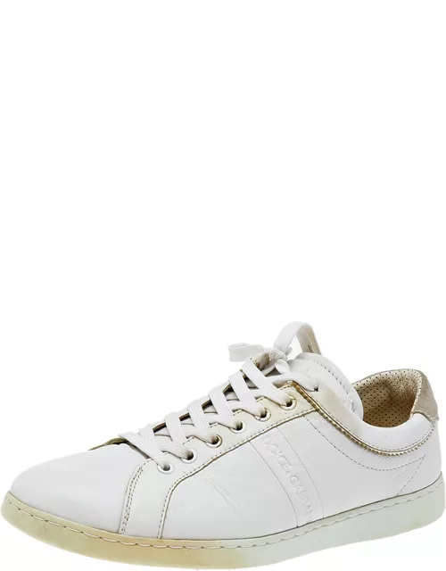 Dolce & Gabbana White Leather Low Top Sneaker