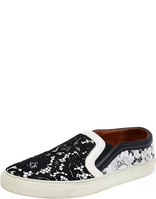 Givenchy White/Black Lace And Leather Slip on Sneaker