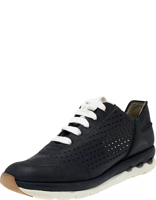 Salvatore Ferragamo Black Leather Low Top Sneaker