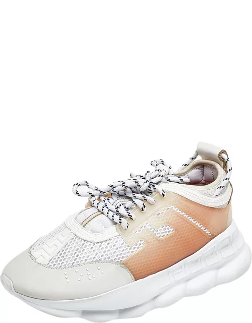 Versace White/Grey Mesh And Nubuck Leather Chain Reaction Sneaker