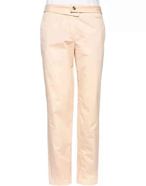 Kenzo Peach Cotton Back Buckle Detailed Formal Trousers