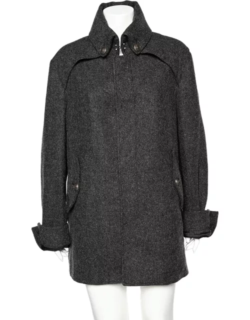 Just Cavalli Charcoal Grey Wool Button Front Jacket