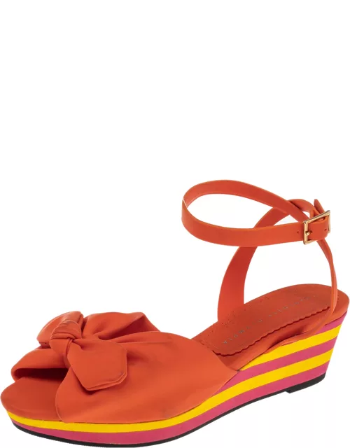 Charlotte Olympia Multicolor PVC Bow Detail Ankle Strap Wedge Sandal