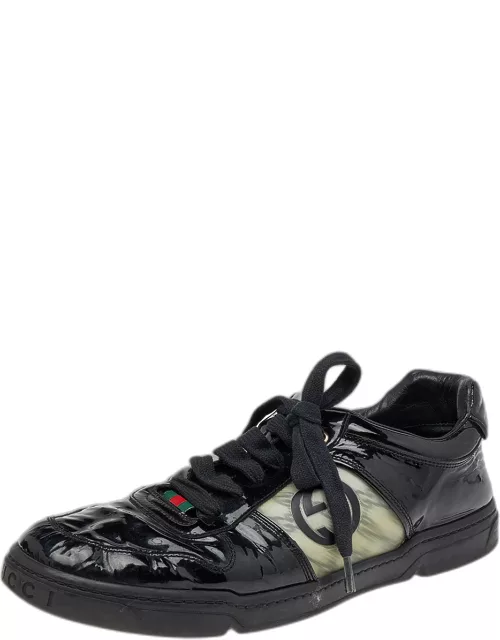 Gucci Black Patent Leather GG Low Top Sneaker