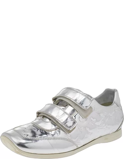 Louis Vuitton Metallic Silver Monogram Mirror Tennis Sneaker
