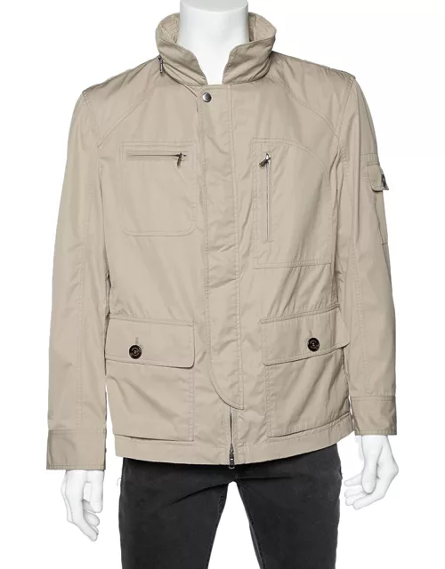 Brunello Cucinelli Beige Cotton & Synthetic Hooded Cargo Jacket