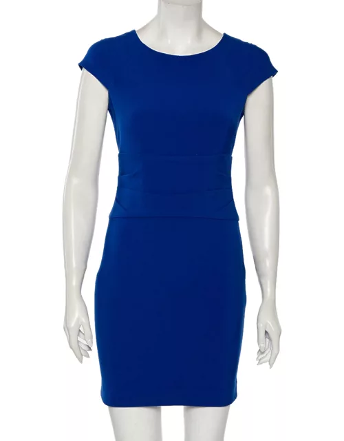Diane Von Furstenberg Blue Knit Ruched Waist Detailed Dress