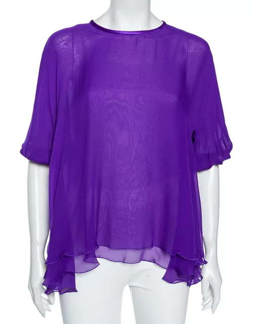 Dolce & Gabbana Purple Silk Chiffon Layered Top