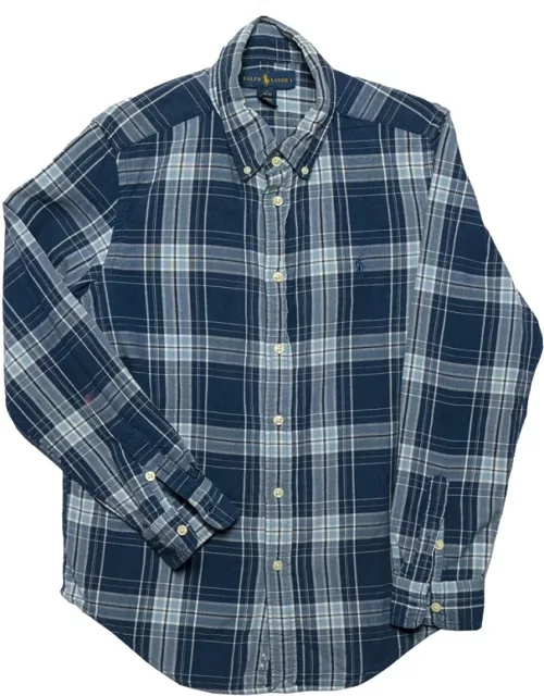 Ralph Lauren Blue Checkered Cotton Button Front Shirt