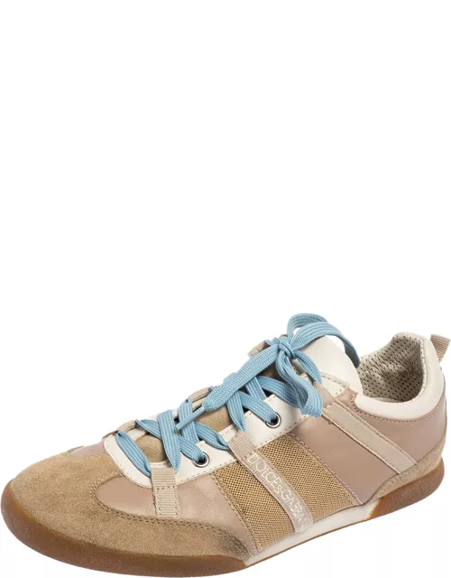 Dolce & Gabbana Beige Leather And Suede Lace Up Sneaker