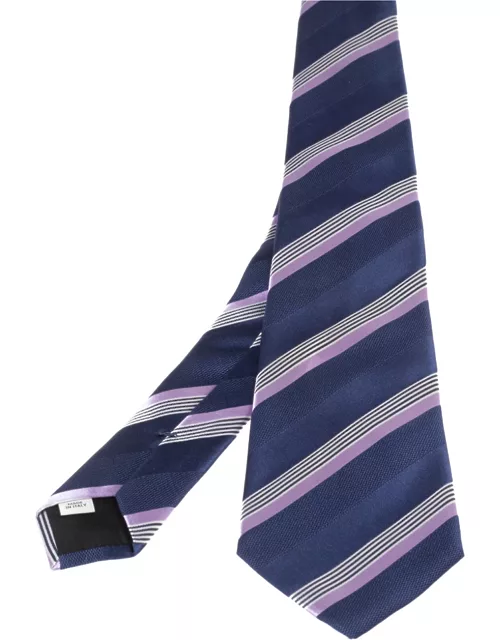 Valentino Blue Diagonal Striped Classic Silk Tie