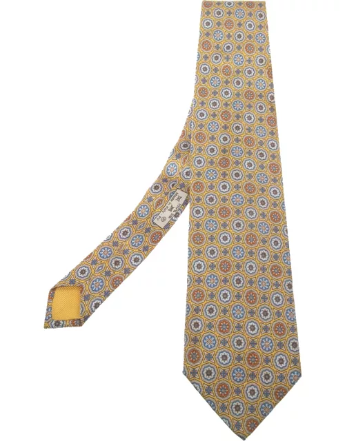 Dunhill Yellow Floral Motif Silk Tie