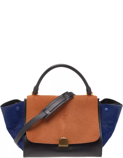 Celine Multicolor Calfhair and Leather Medium Trapeze Bag