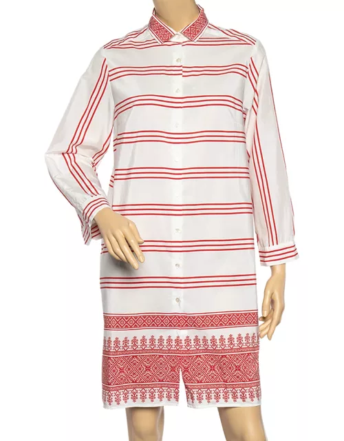 Weekend Max Mara White-Red Printed Cotton Short Shirt Dress