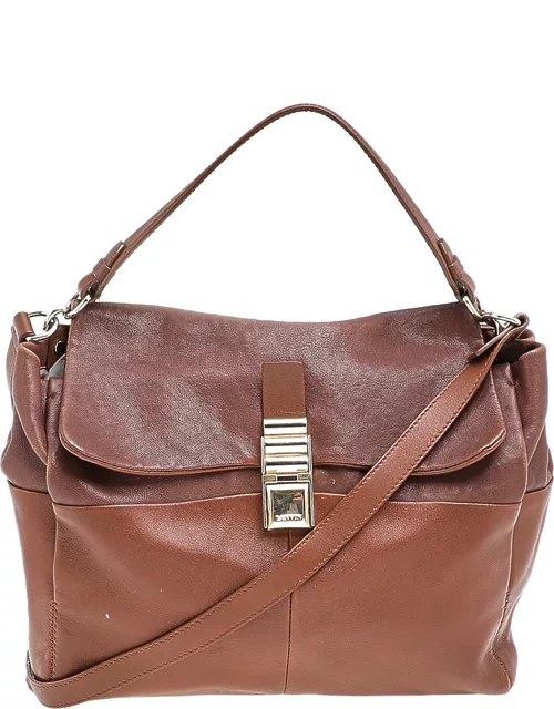 Lanvin Brown Leather Flap Shoulder Bag