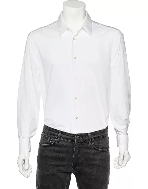 Class by Roberto Cavalli White Cotton Jacquard Button Front Shirt