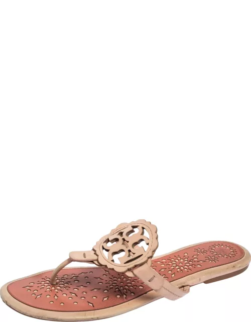 Tory Burch Pink Leather Mini Miller Thong Flat Sandal