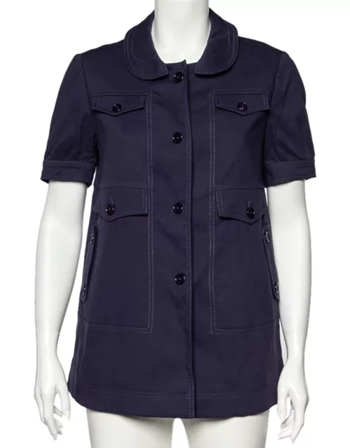 See by Chloe Navy Blue Cotton And Wool Button Front Utility Jacket