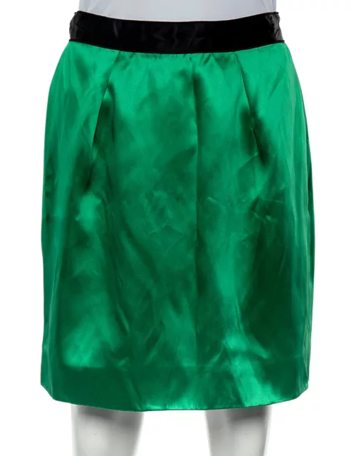 D & G Green Satin Mini Skirt