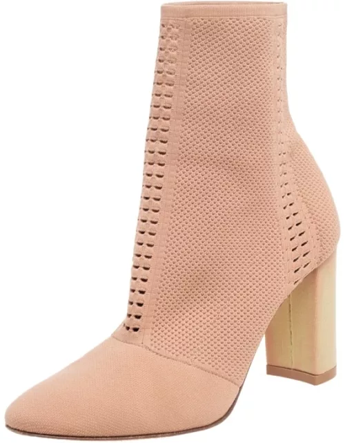 Gianvito Rossi Beige Knit Fabric Bouclé Katie Ankle Boot
