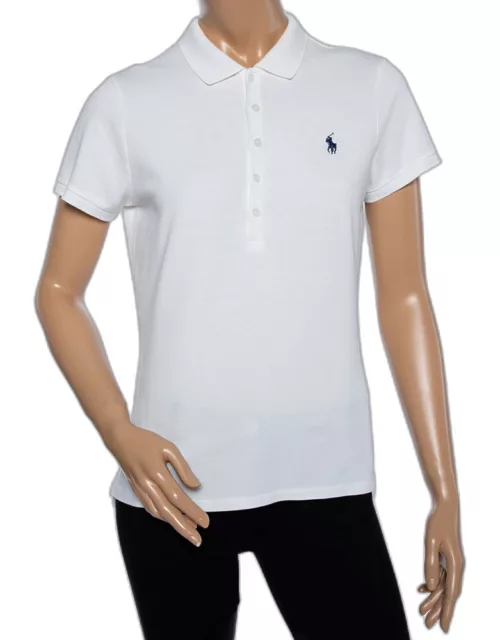 Ralph Lauren White Cotton Pique Polo T-Shirt