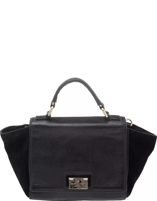Kate Spade Black Leather And Suede Magnolia Park Top Handle Bag