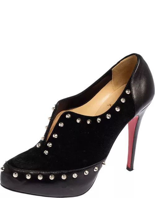Christian Louboutin Black Suede and Leather Astra Queen Bootie