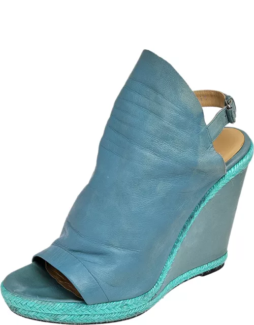 Balenciaga Blue Leather Glove Wedge Sandal