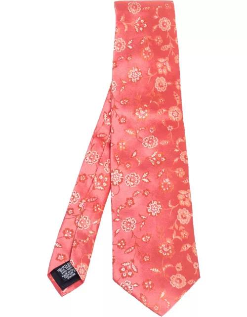 Boss By Hugo Boss Pink Floral Jacquard Silk Tie