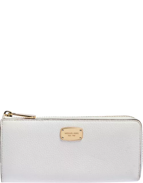 Michael Kors Off White Leather Zip Continental Wallet