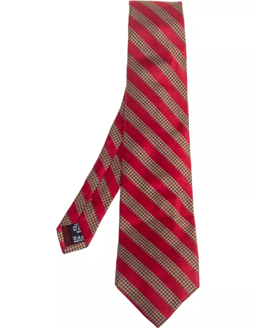 Valentino Red & Gold Stripe Silk Tie