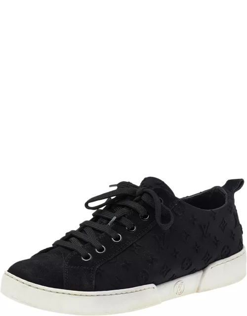 Louis Vuitton Black Monogram Fabric and Suede Slip on Sneaker