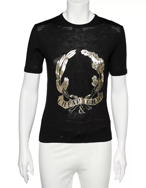 Moschino Cheap and Chic Black Logo Printed Knit T-Shirt