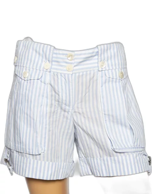 Dolce & Gabbana Blue & White Striped Cotton Shorts
