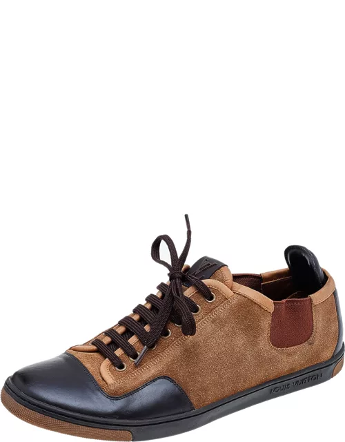 Louis Vuitton Brown/Beige Suede And Leather Slalom Sneaker