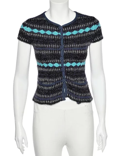 Emporio Armani Multicolor patterned Lurex Knit Button Front Top