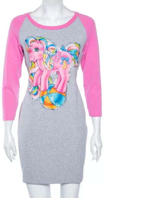 Moschino Couture Grey & Pink Cotton My Little Pony Printed Mini T-Shirt Dress