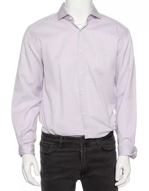Boss By Hugo Boss Pink Textured Cotton Tailored Slim Fit Shirt